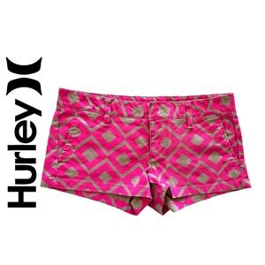 Hurley Pink and Tan Geo Print Bike Shorts